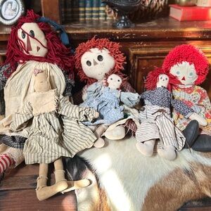 Vintage Rag Doll Collection 6 dolls total
